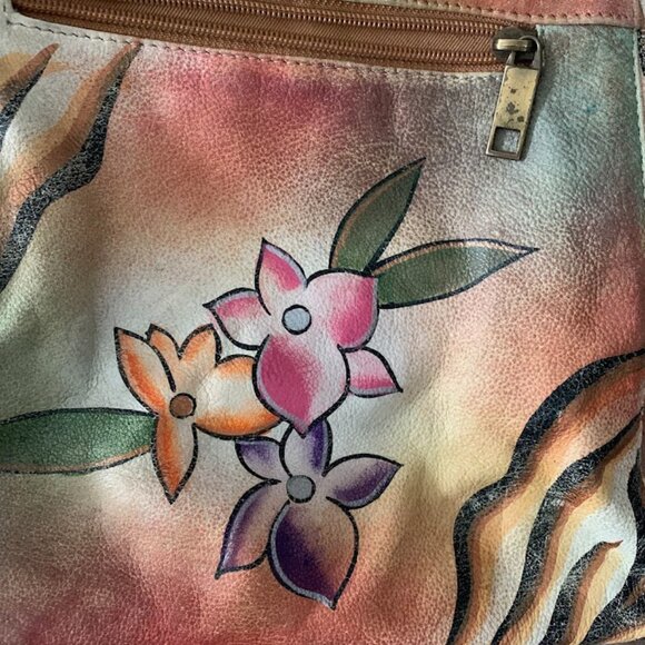 Great American Leather Works Hand-Painted Floral/Animal print Handbag - Picture 5 of 13